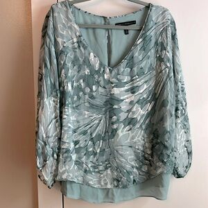 WHBM silk/rayon velvet burnout blouse